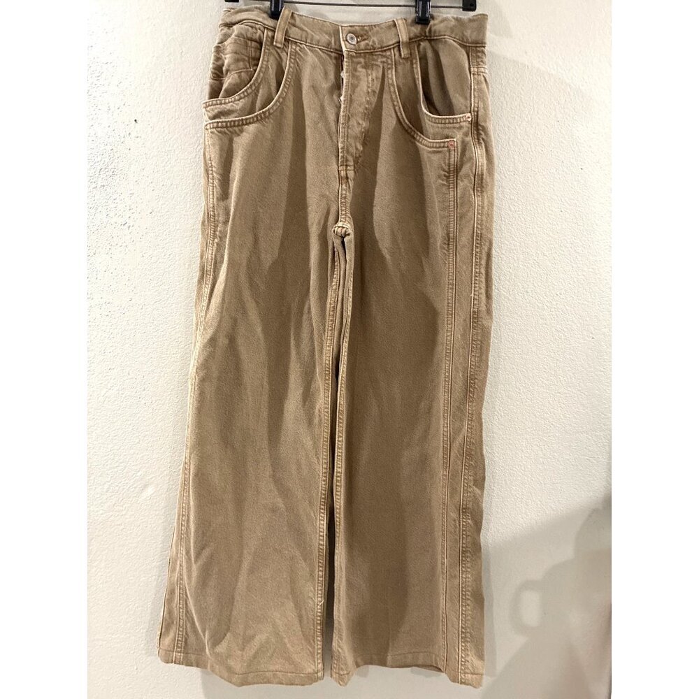 We The Free Final pants Countdown wide leg cuffed boyfriend  Free khaki size 26